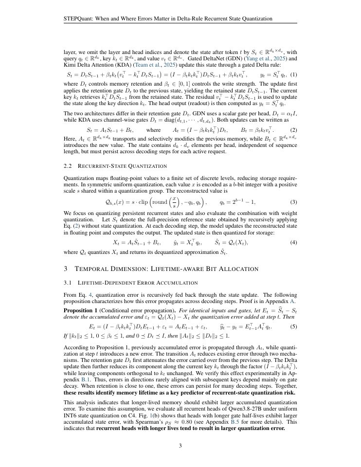 Page 3 of STEPQuant: When and Where Errors Matter in Delta-Rule Recurrent State Quantization