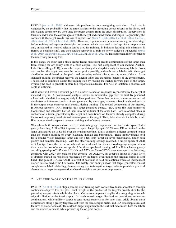 Page 2 of Recovering Off-Policy Supervision for Speculative Decoding
