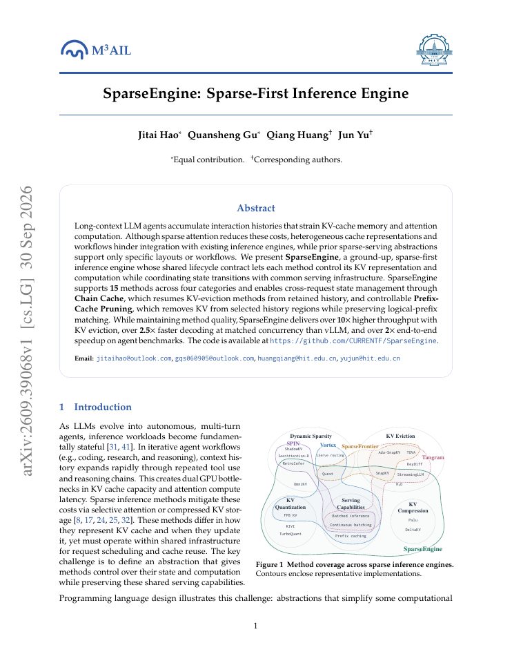 First page of SparseEngine: Sparse-First Inference Engine