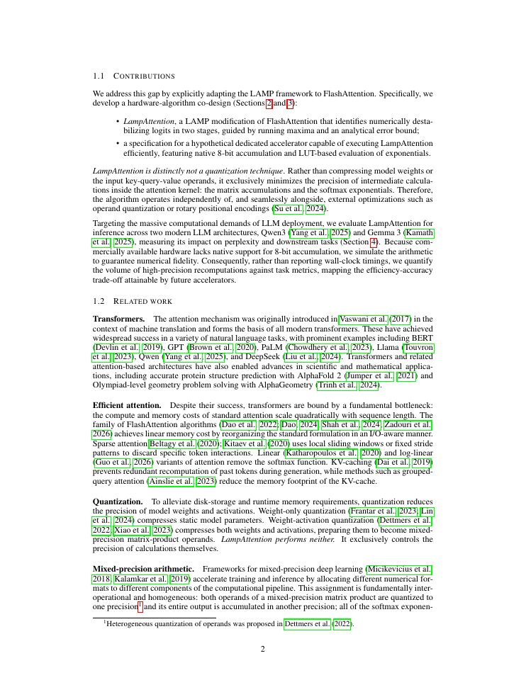 Page 2 of LampAttention: Look-Ahead Mixed-Precision FlashAttention for Dedicated Accelerators
