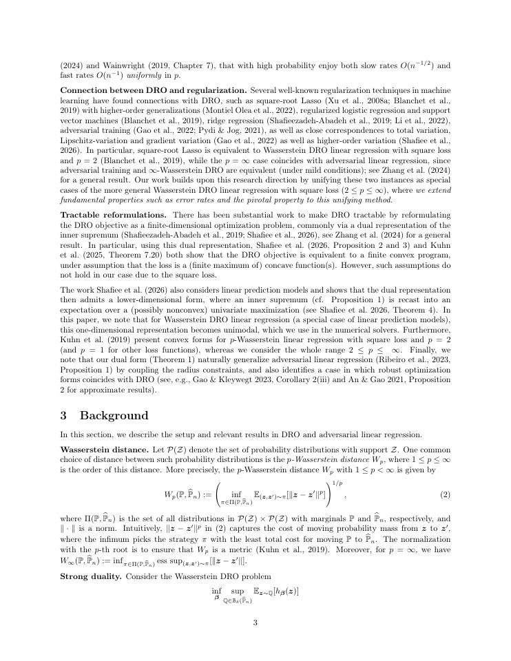 Page 3 of Distributionally robust linear regression through the lens of adversarial training