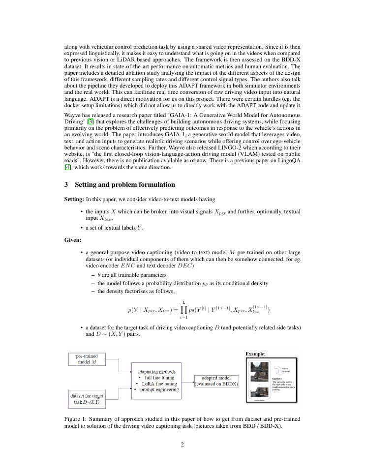 Page 2 of Comparative study of adapting pre-trained models for driving behavior video captioning