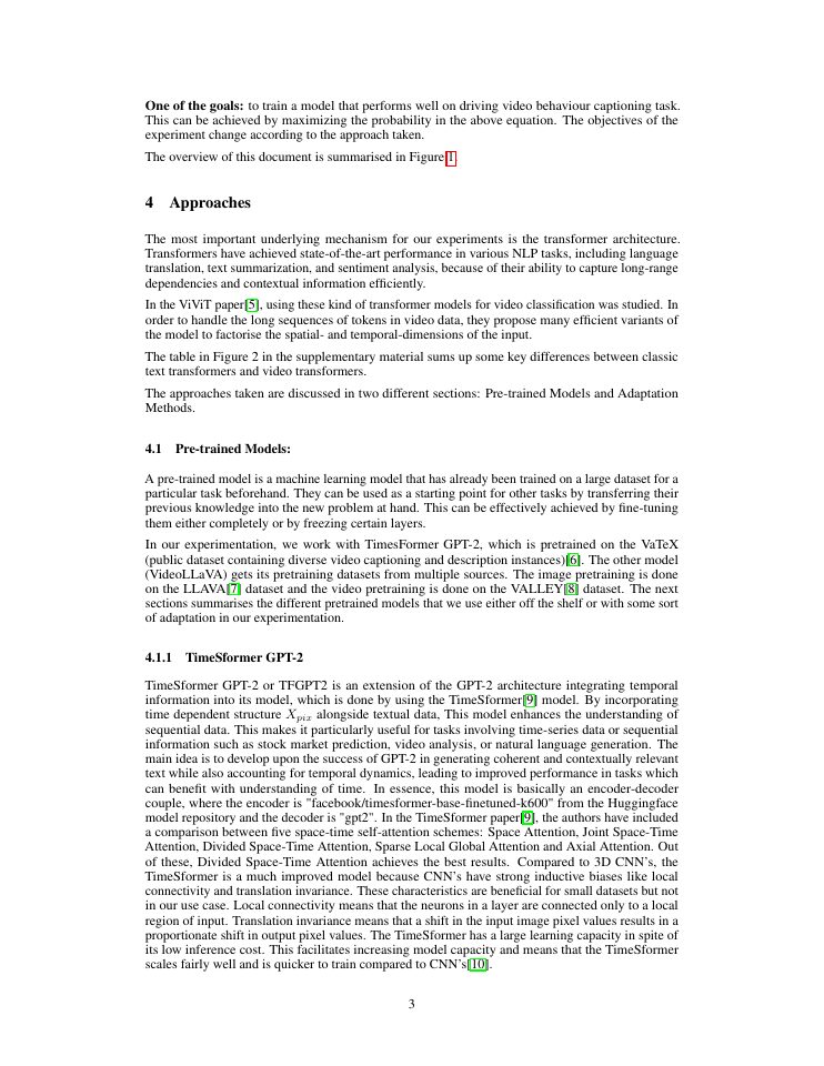 Page 3 of Comparative study of adapting pre-trained models for driving behavior video captioning