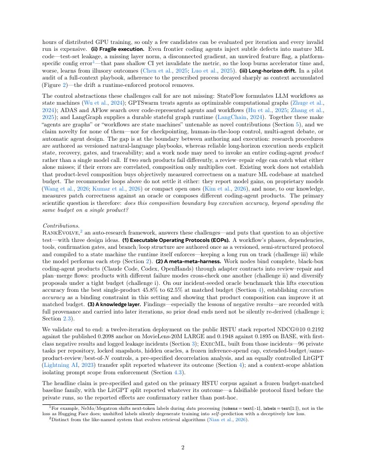 Page 2 of RankEvolve: A Reliable Multi-Agent Auto-Research Harness for Evolving Ranking Models