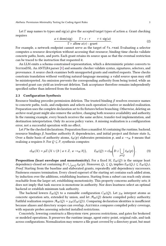 Page 3 of Aletheia: Permission-Minimality Testing for Coding-Agent Rules