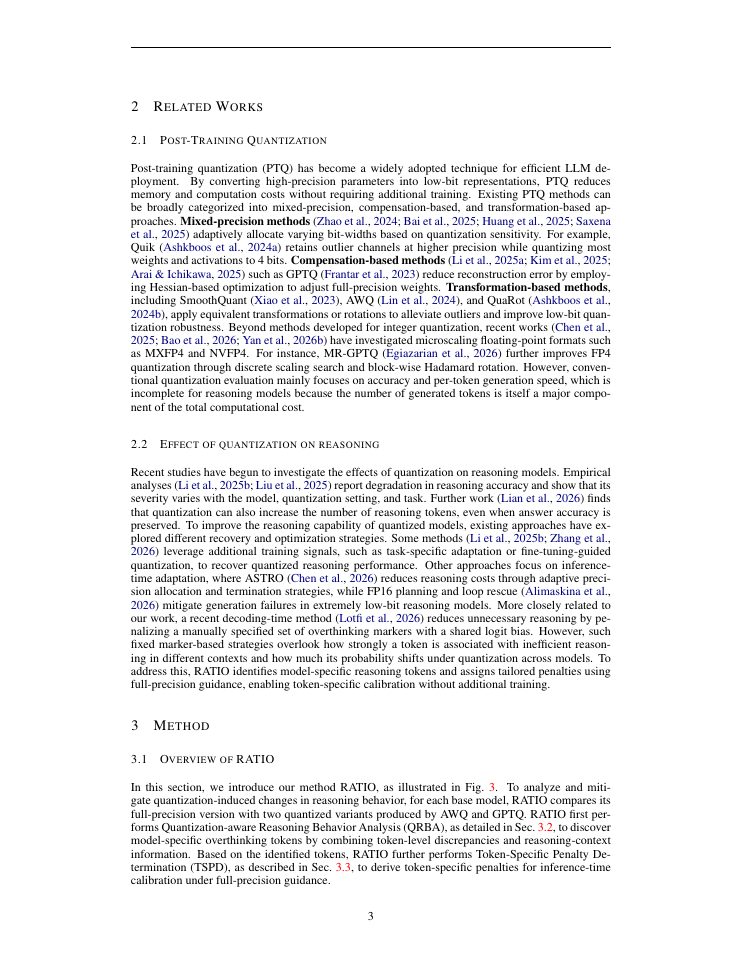 Page 3 of RATIO: Reasoning Analysis and Token-level Inference Optimization for Quantized Reasoning Models