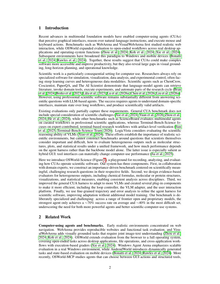 Page 2 of OSWorld-Science: A Benchmark of Computer Use Agents for Learning and Using Scientific Software