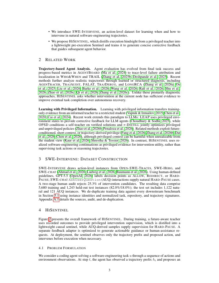 Page 3 of Learning When and How to Intervene: A Hindsight-Distilled Sentinel for Coding Agents