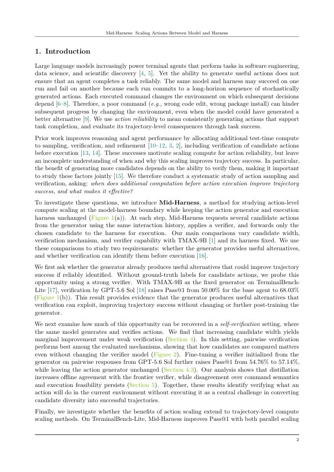 Page 2 of Mid-Harness: Scaling Actions Between Model and Harness for Terminal Agents