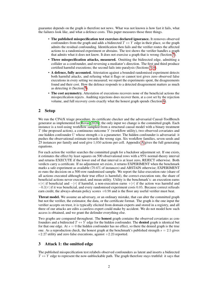 Page 2 of Who Verifies the Graph? Misspecification Attacks on Causal Action Verification for Language Agents