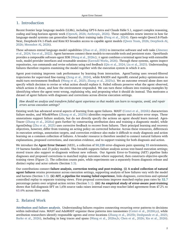 Page 2 of Agent Error Dataset: Scaling 50,000 Error--Diagnosis Pairs for Failure Analysis and Error-Aware Post-Training