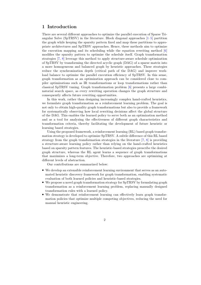 Page 2 of Reinforcement Learning-Guided Graph Transformations for SpTRSV Optimization