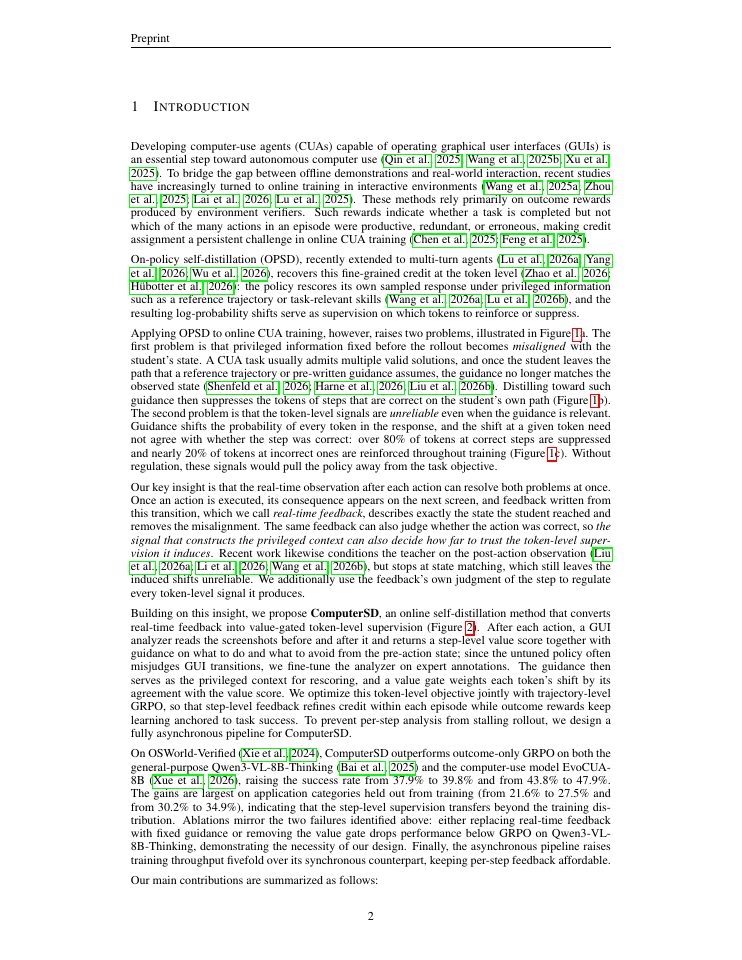 Page 2 of ComputerSD: Online Self-Distillation from Real-Time Feedback for Computer-Use Agents