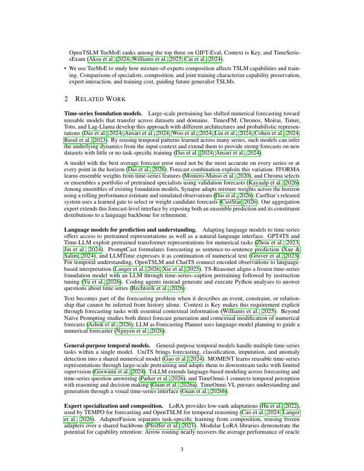 Page 3 of OpenTSLM TeeMoE: A Unified Time-Series Language Model for Forecasting, Contextual Prediction, and Reasoning