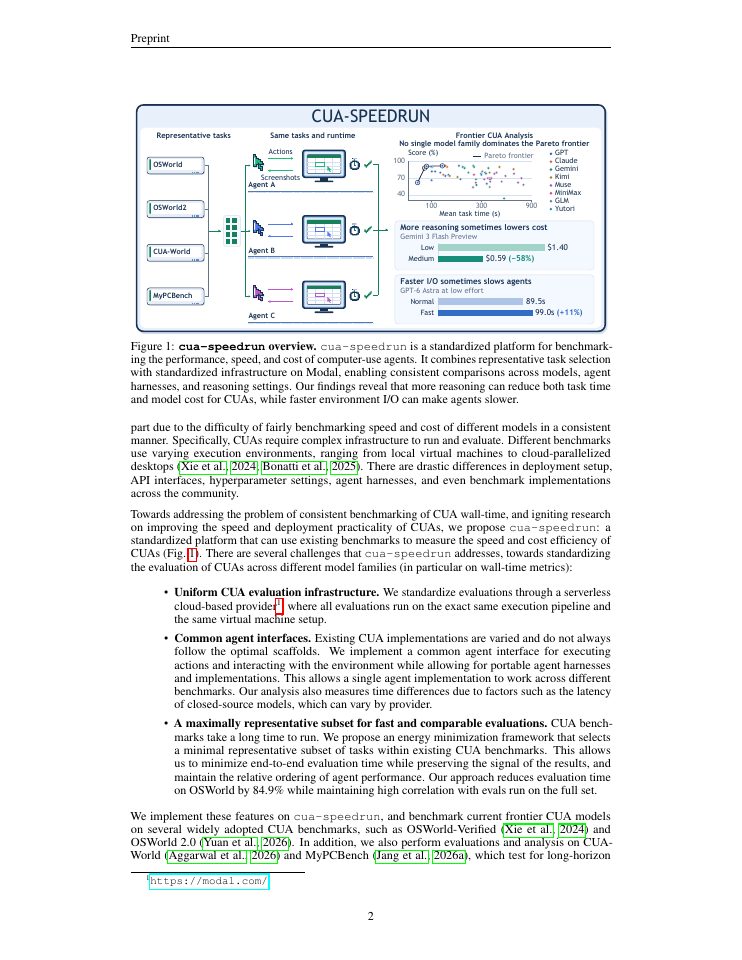Page 2 of cua-speedrun: Standardized Benchmarking of the Speed of Computer-Use Agents