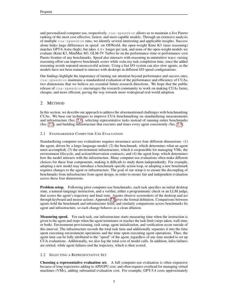 Page 3 of cua-speedrun: Standardized Benchmarking of the Speed of Computer-Use Agents