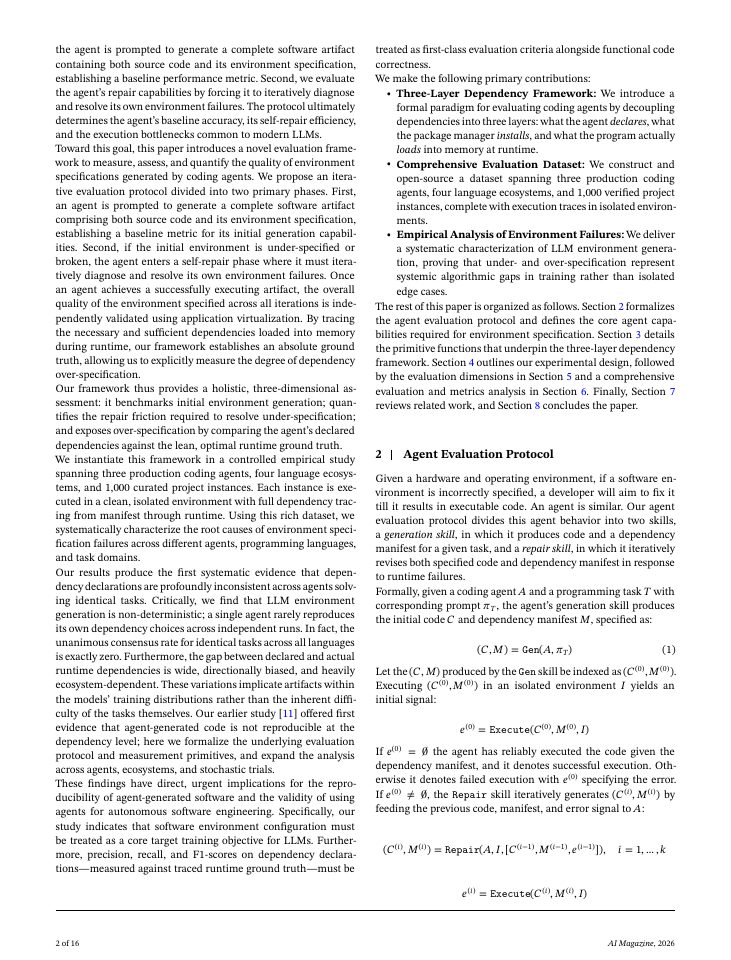 Page 2 of Code That Works, Environments That Don't: Measuring Environment Reproducibility in AI-Generated Software