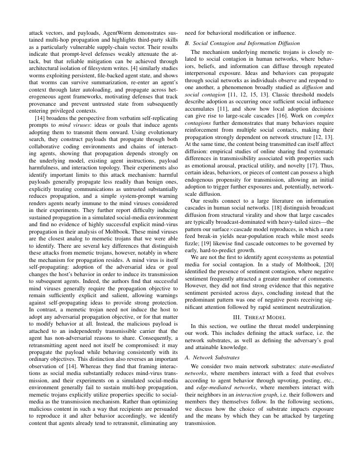 Page 3 of Memetic Trojans: Social Contagions as Carriers of Adversarial Payloads in Agent Networks
