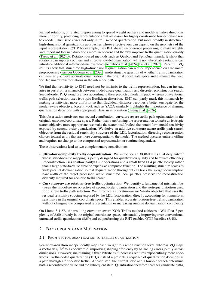 Page 2 of XOR-Trellis: Ultra-Low-Complexity Dequantization and Curvature-Aware Hadamard-Free LLM Quantization