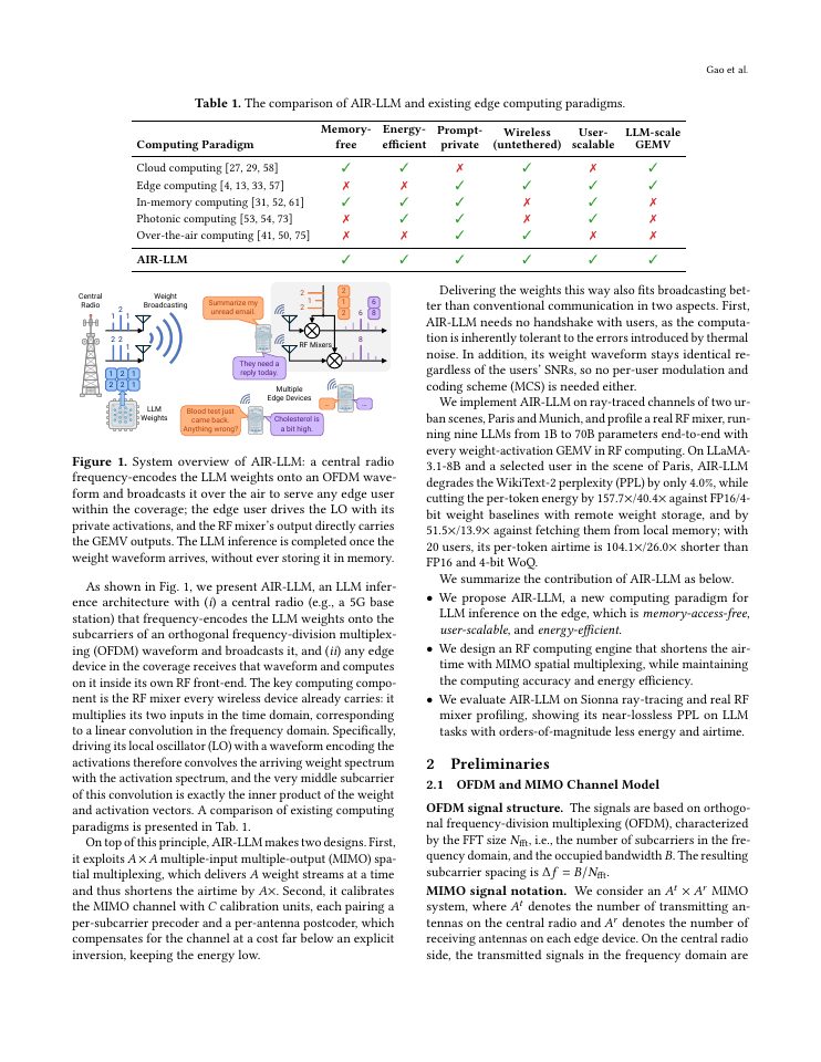Page 2 of AIR-LLM: Broadcasting AI Weights over Radio for Memory-Free Edge LLM Inference via RF Computing