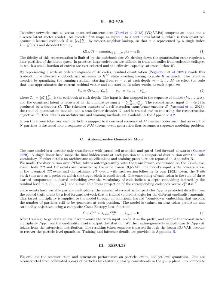 Page 3 of Scaling Collider Event Generation with Residual-Quantized Tokens