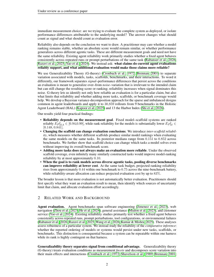 Page 2 of Agent Evaluation Reliability: More Tasks Won't (Always) Fix An Agent Leaderboard