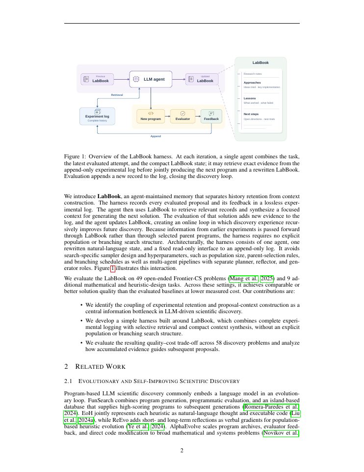 Page 2 of LabBook: Harnessing Experimental History for Efficient LLM-Driven Discovery