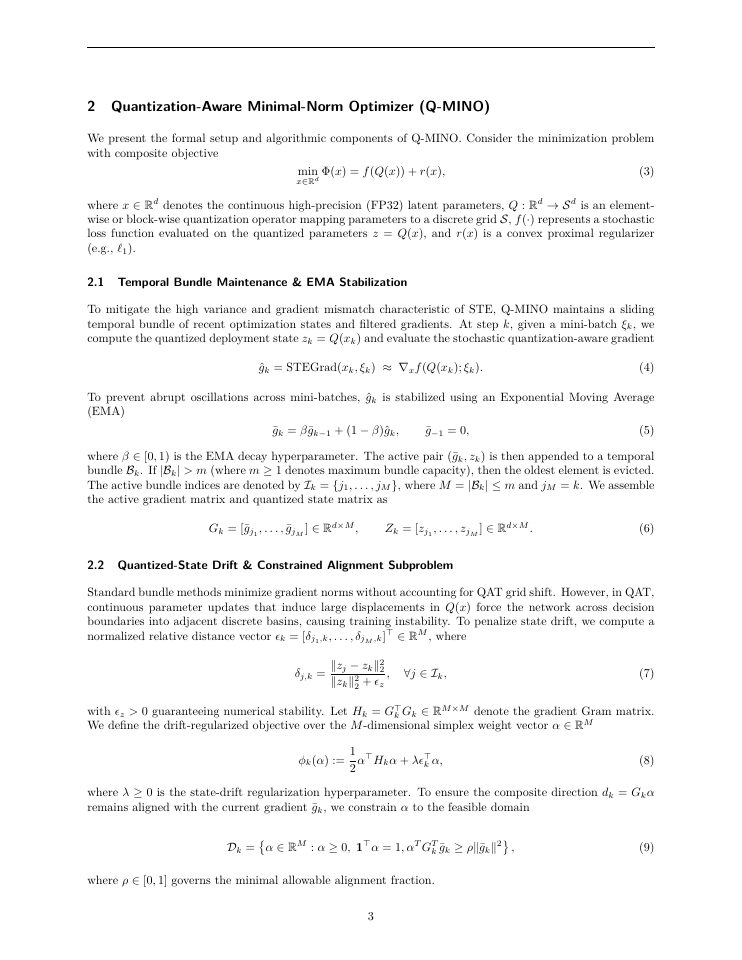 Page 3 of Q-MINO: A Minimal-Norm Method for Quantization-Aware Training