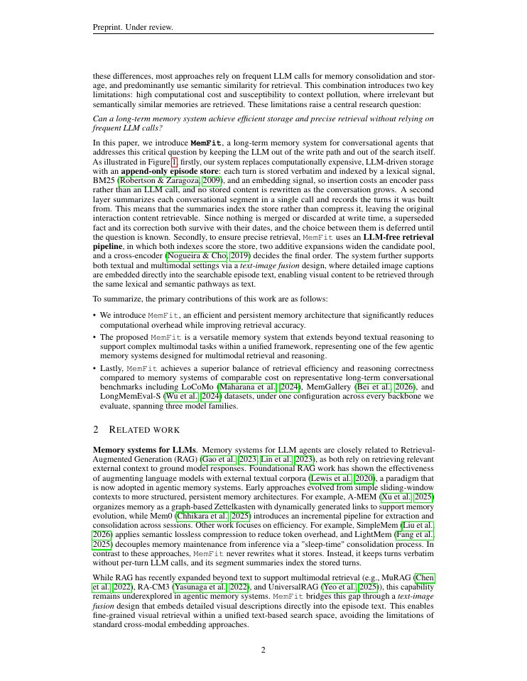 Page 2 of MemFit: Efficient Long-Term Agentic Memory