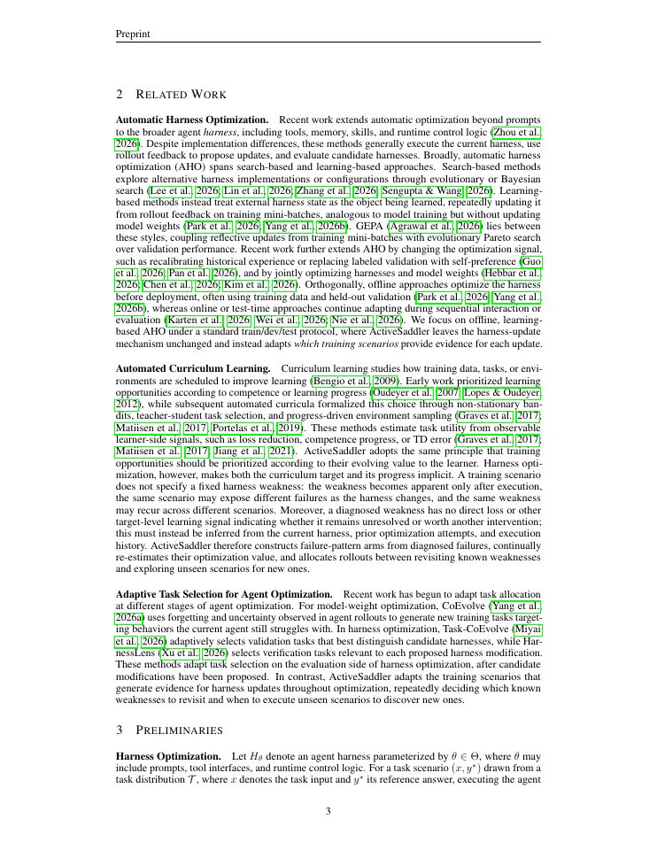 Page 3 of ActiveSaddler: Automated Curriculum Learning for Agent Harness Optimization