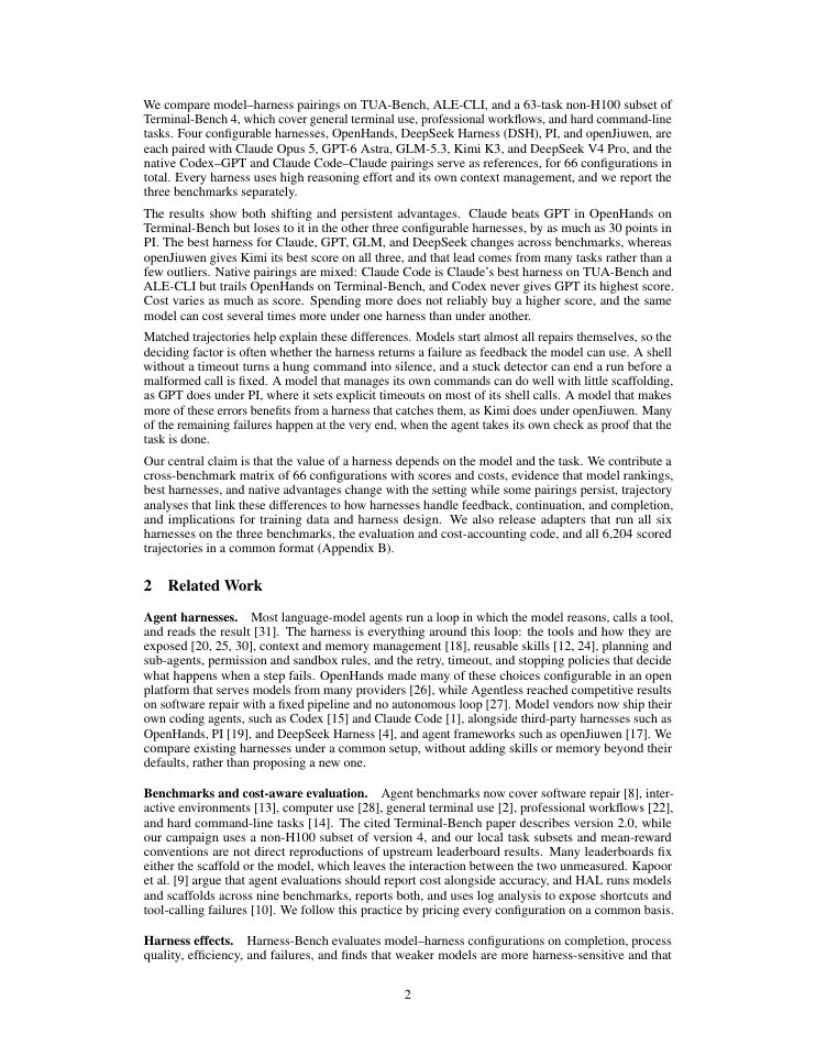 Page 2 of Finding the Right Fit: Model-Harness Interactions across Agent Tasks