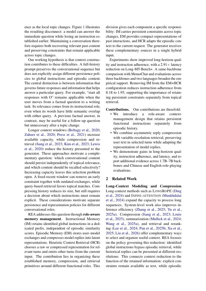 Page 2 of Role-aware Heuristic Episodic Attention for Conversational LLMs
