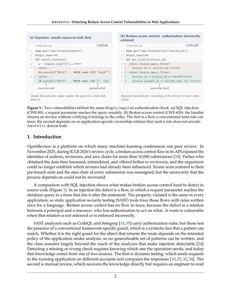 Page 2 of ABSENTIA: Detecting Broken Access Control Vulnerabilities in Web Applications