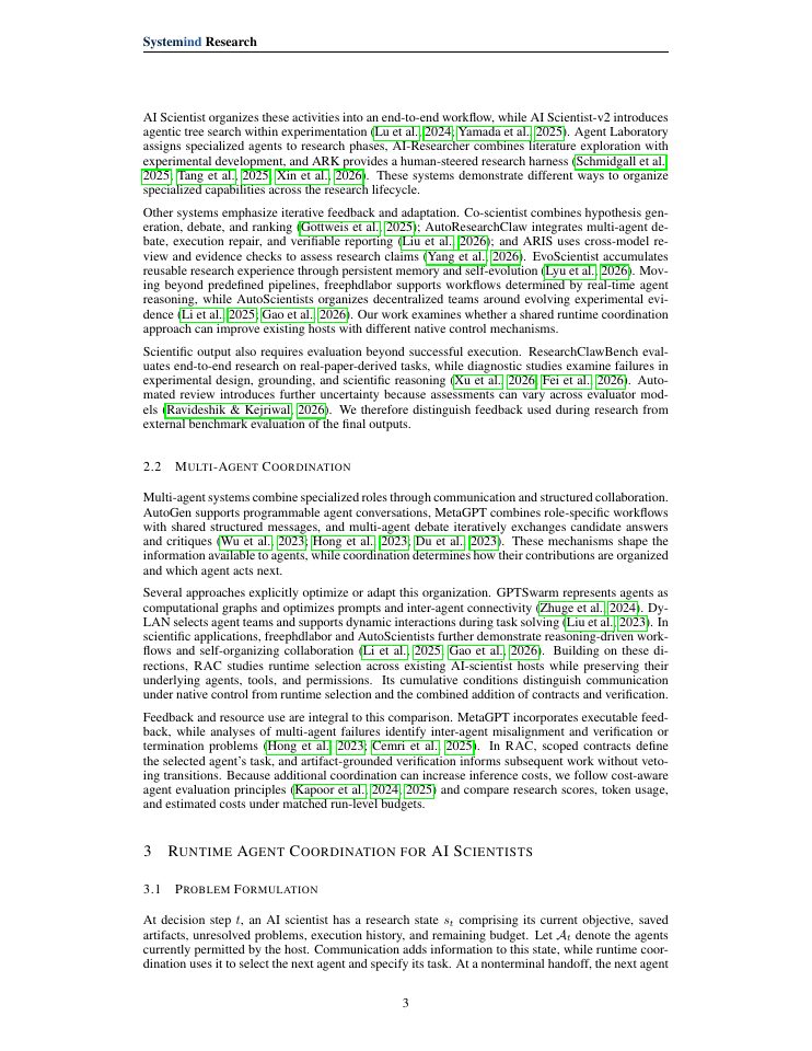 Page 3 of Can AI Scientists Coordinate at Runtime?