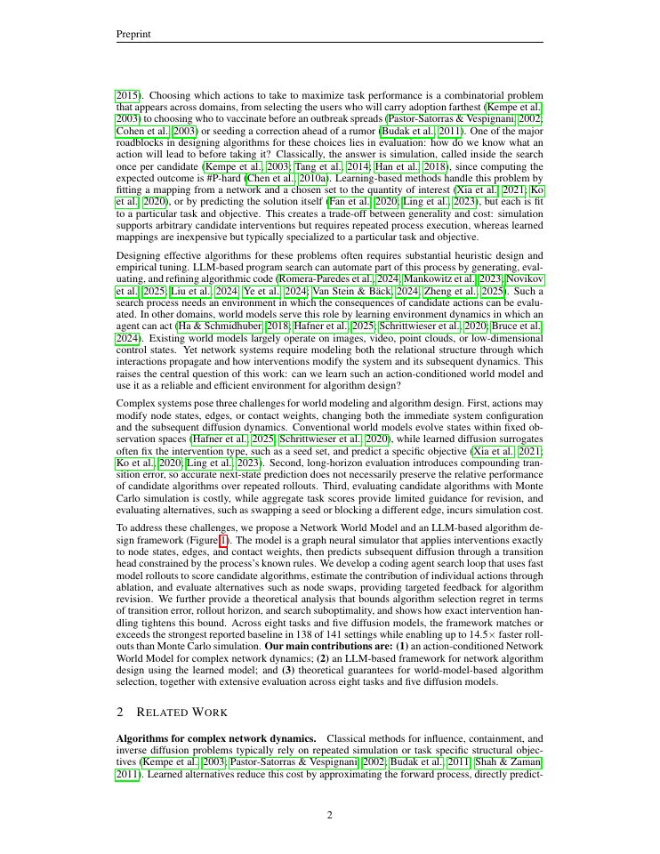 Page 2 of Network World Models as Environments for Algorithm Design on Complex Systems