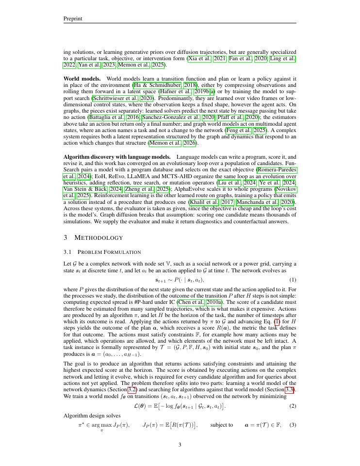 Page 3 of Network World Models as Environments for Algorithm Design on Complex Systems