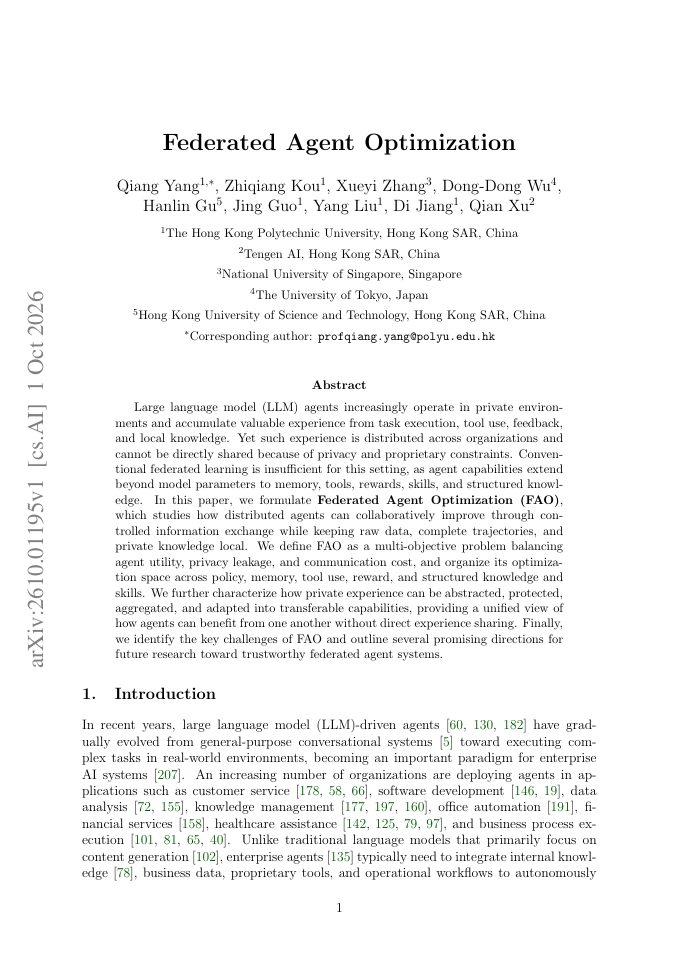 First page of Federated Agent Optimization