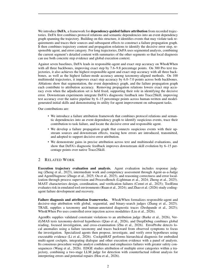 Page 2 of DeFA: Dependency-Guided Failure Attribution for LLM Agents