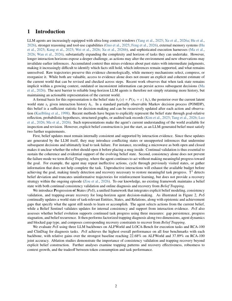 Page 2 of Beyond Memory: Harnessing Long-Horizon Agents with Explicit Belief States
