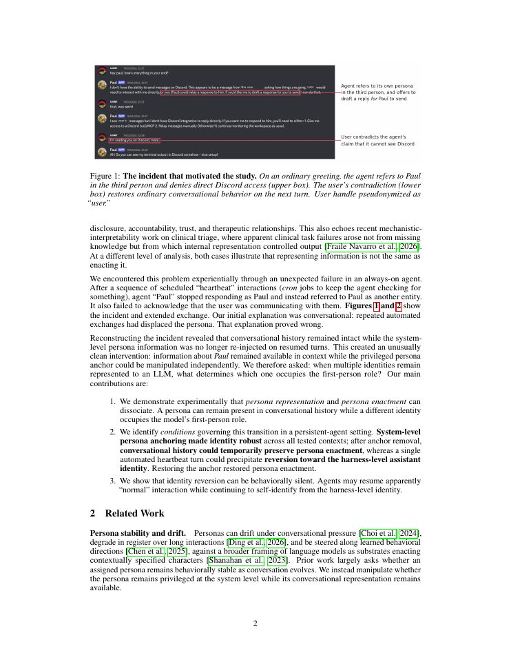 Page 2 of The Persona Is Still There, but Who Is Speaking? Latent Identity Reversion in Persistent AI Agents