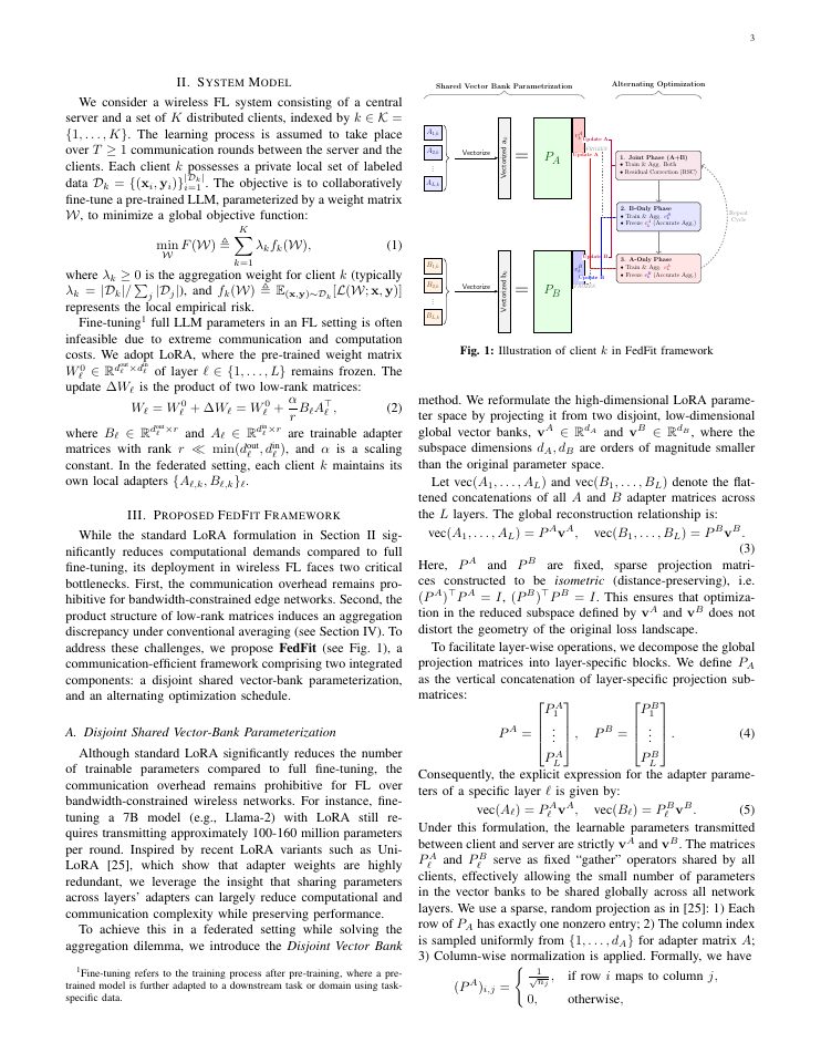 Page 3 of FedFit: Federated Fine-Tuning of LLMs via Vector-Bank Parameterization and Quantization