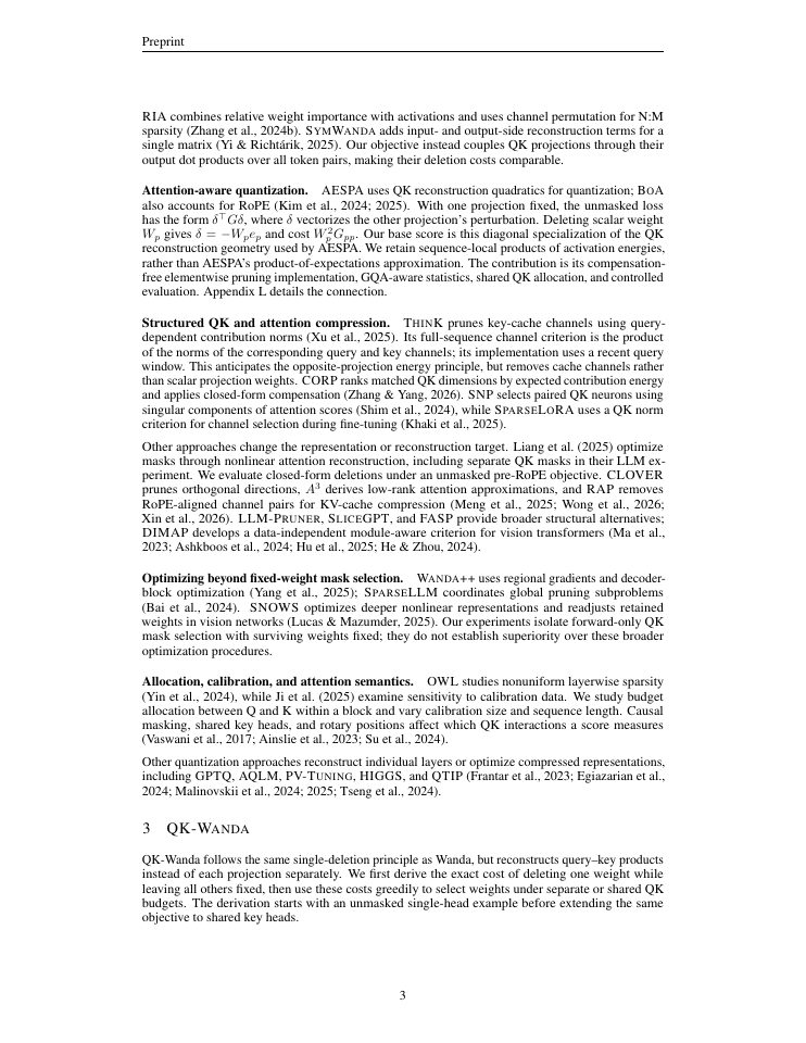Page 3 of QK-Wanda: Coupling Queries and Keys for Unstructured Pruning