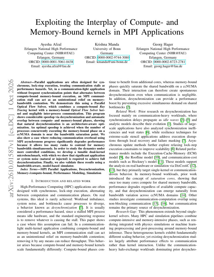 First page of Exploiting the Interplay of Compute- and Memory-Bound kernels in MPI Applications