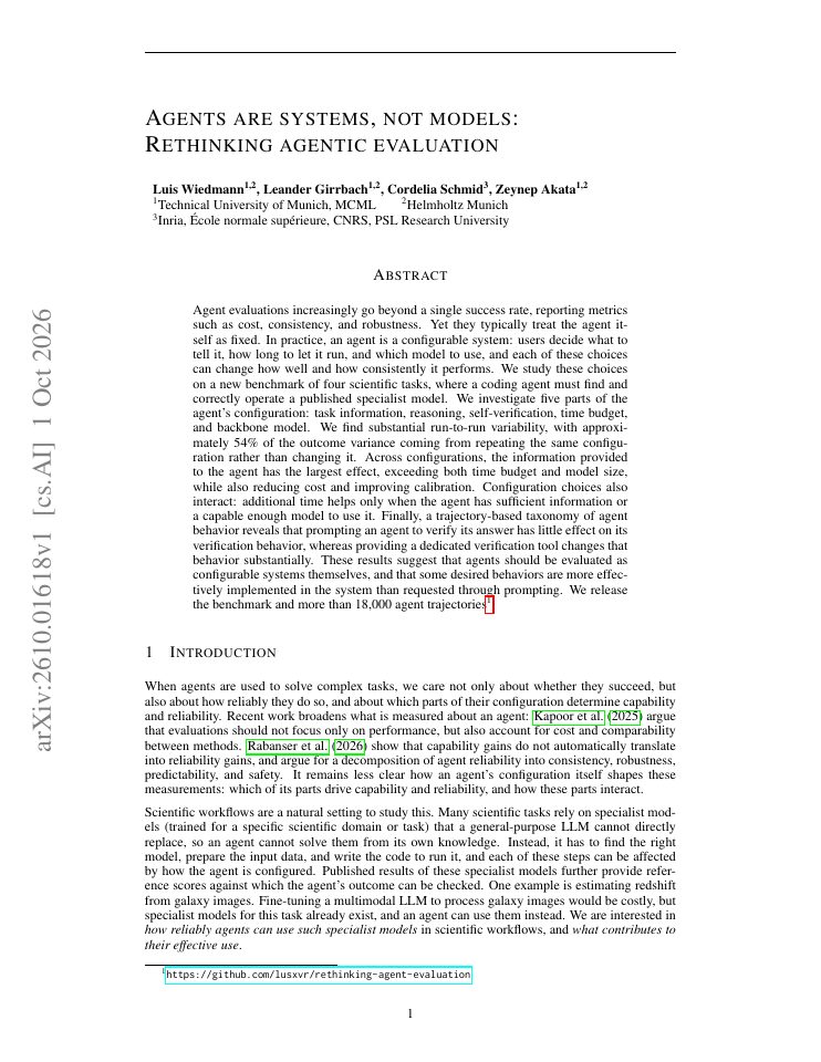 First page of Agents Are Systems, Not Models: Rethinking Agentic Evaluation