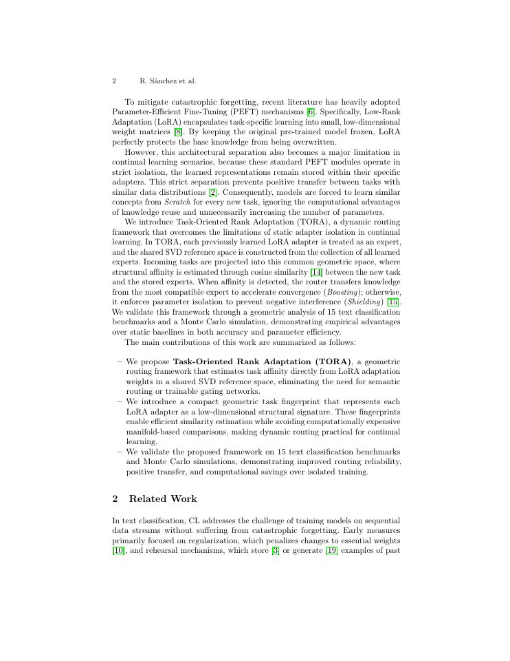 Page 2 of Task-Oriented Rank Adaptation for Continual Learning in Text Classification