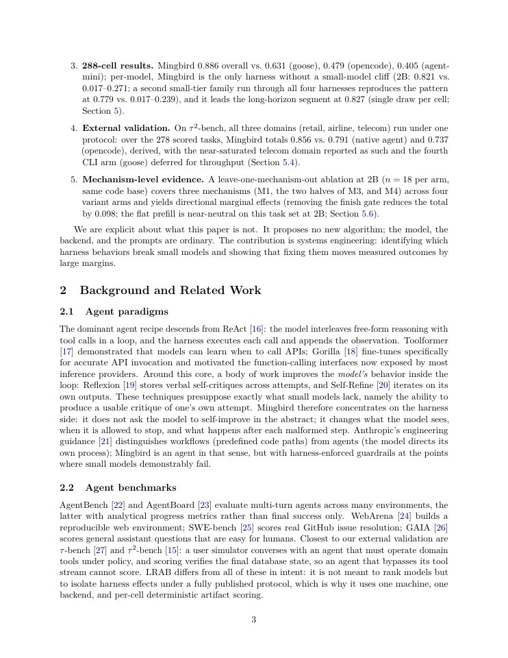 Page 3 of Mingbird: A Local-First Agent Harness Enabling Small Open Models to Complete Real Tasks