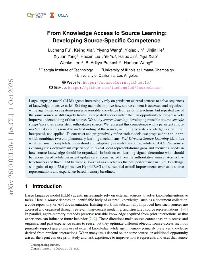 First page of From Knowledge Access to Source Learning: Developing Source-Specific Competence