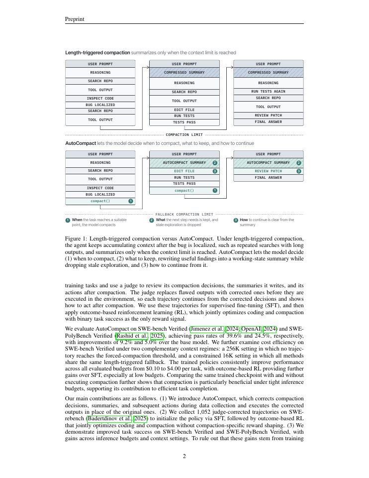 Page 2 of AutoCompact: Learning When to Compact Context in Long-Horizon Coding Agents