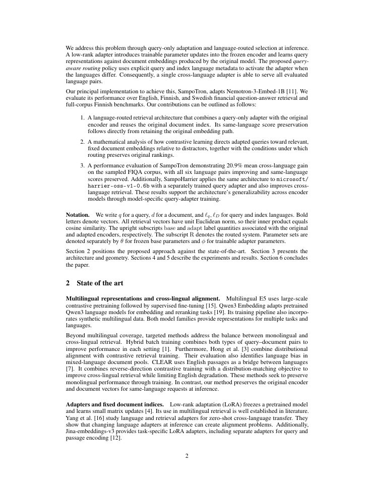 Page 2 of Query-aware routing for Cross-lingual performance gains in Encoders