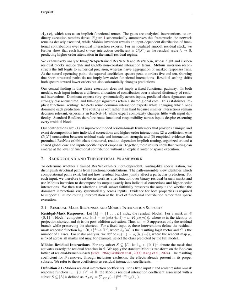 Page 2 of Do ResNets Route? Sparse Interaction Experts in Residual Networks